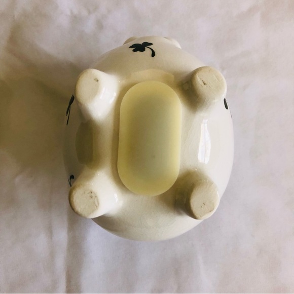 Piggy Bank White with Green Irish Shamrocks Ceramic 4” x 3” - Picture 5 of 6